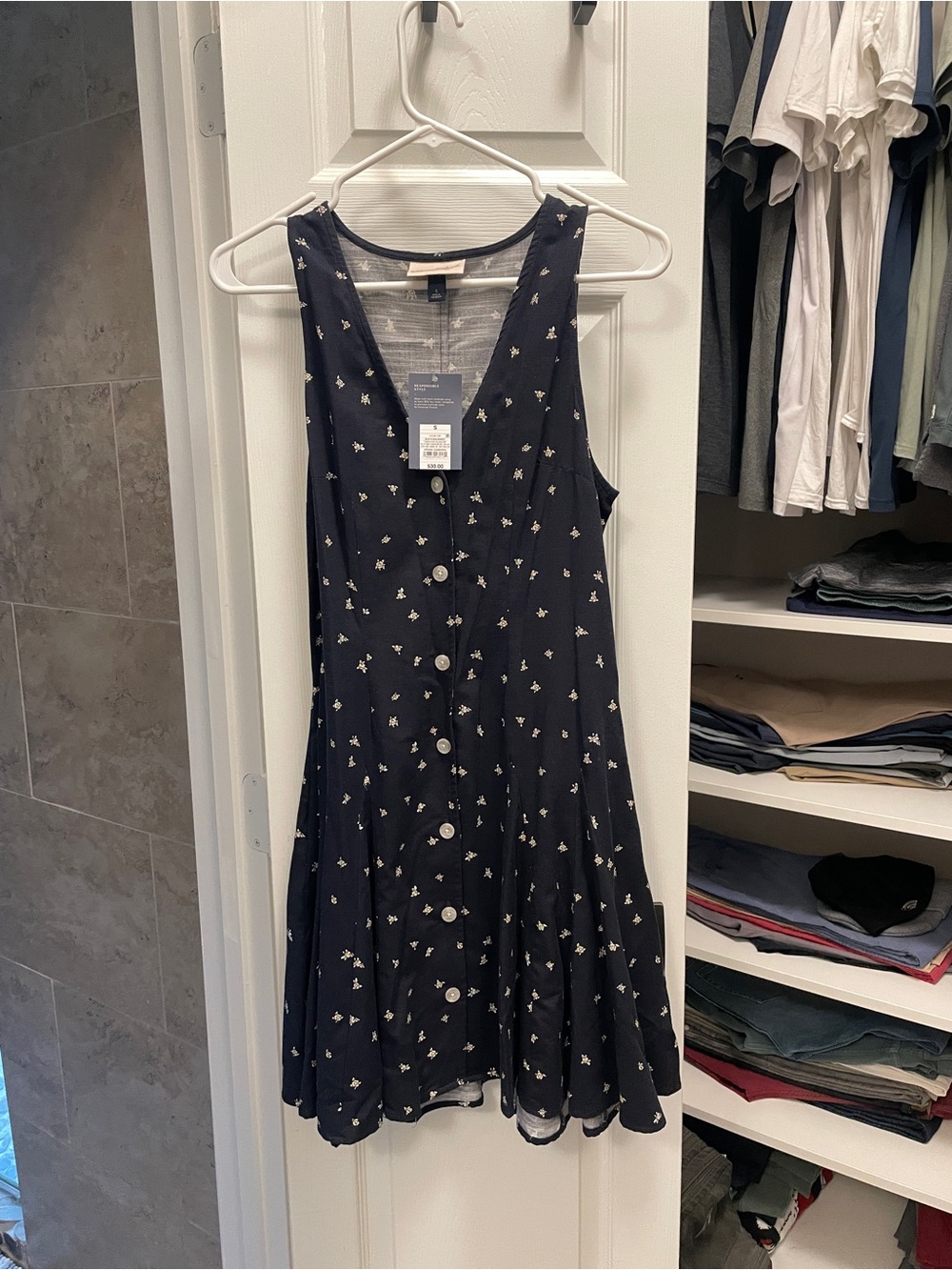 Universal Thread Navy Floral Button-Front Mini Dress